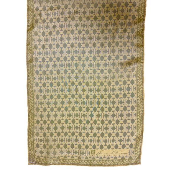 VTG ANNE KLEIN for ROBINSON & GOLLUBER Silk Scarf Yellow/Grey 44x12 Japan - Picture 2 of 6